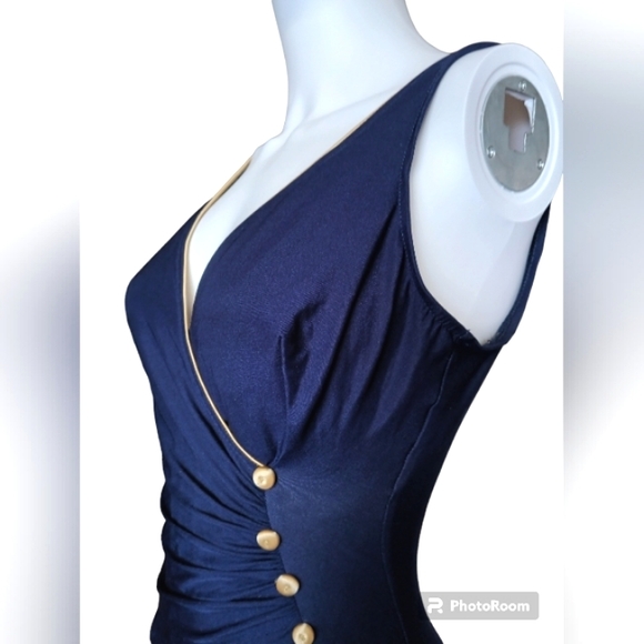 Longitude One Piece Swimsuit Dark Blue & Yellow Swimwear for Women Size S. - Picture 4 of 15